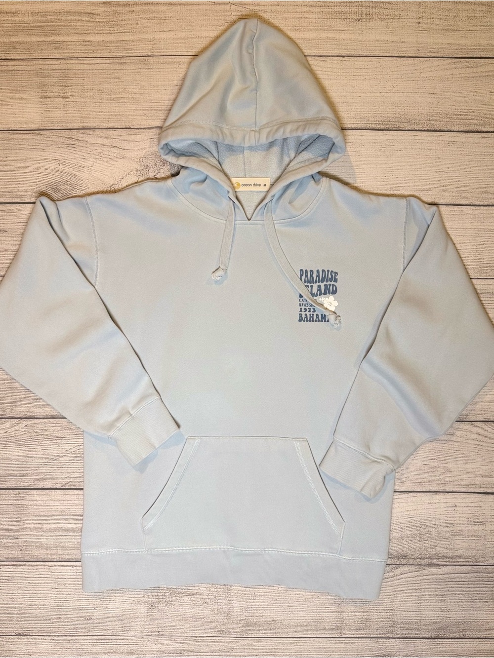 Ocean Drive Light Blue 'Paradise Island' Hooded Pullover